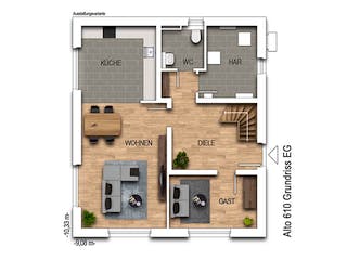 Massivhaus Alto 610 von Heinz von Heiden Zentrale Schlüsselfertig ab 297757€, Satteldach-Klassiker Grundriss 1