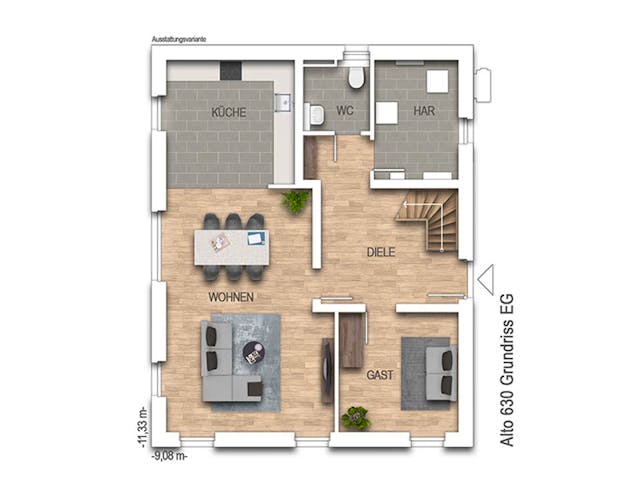 Massivhaus Alto 630 von Heinz von Heiden Zentrale Schlüsselfertig ab 320351€, Satteldach-Klassiker Grundriss 1