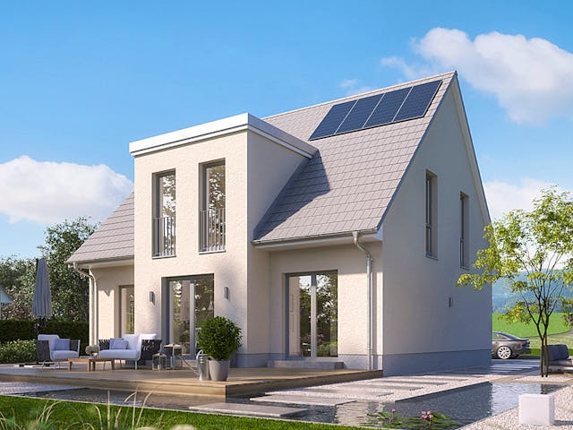 Massivhaus Alto 710 von Heinz von Heiden Zentrale Schlüsselfertig ab 347321€, Satteldach-Klassiker Außenansicht 1