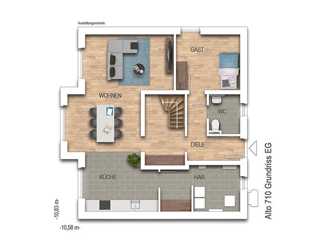 Massivhaus Alto 710 von Heinz von Heiden Zentrale Schlüsselfertig ab 346326€, Satteldach-Klassiker Grundriss 1