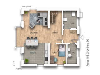 Massivhaus Arcus 153 von Heinz von Heiden Zentrale Schlüsselfertig ab 374780€, Stadtvilla Grundriss 1