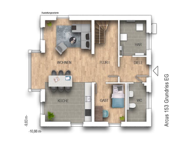 Massivhaus Arcus 153 von Heinz von Heiden Zentrale Schlüsselfertig ab 369000€, Stadtvilla Grundriss 1
