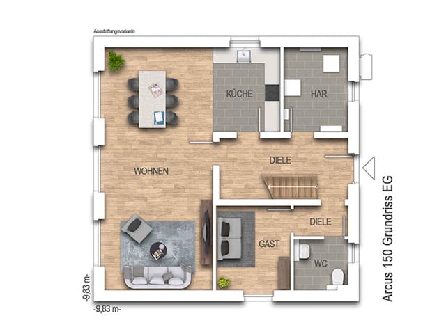 Massivhaus Arcus 150 von Heinz von Heiden Zentrale Schlüsselfertig ab 337820€, Stadtvilla Grundriss 1