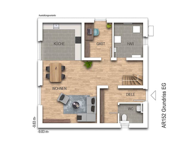 Massivhaus Arcus 152 von Heinz von Heiden Zentrale Schlüsselfertig ab 323748€, Stadtvilla Grundriss 1