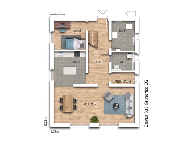 Massivhaus Calvus 633 von Heinz von Heiden Zentrale Schlüsselfertig ab 345267€, Satteldach-Klassiker Grundriss 1