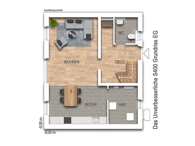 Massivhaus Das Unverbesserliche S400 von Heinz von Heiden Zentrale Schlüsselfertig ab 223000€, Grundriss 1