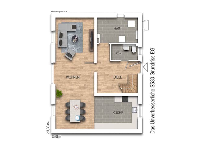 Massivhaus Das Unverbesserliche S530 von Heinz von Heiden Zentrale Schlüsselfertig ab 245310€, Grundriss 1