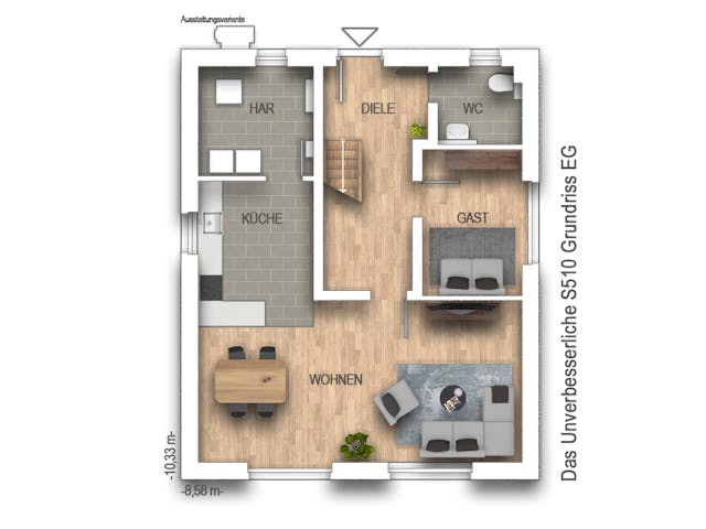 Massivhaus Das Unverbesserliche S510 von Heinz von Heiden Zentrale Schlüsselfertig ab 241000€, Grundriss 1