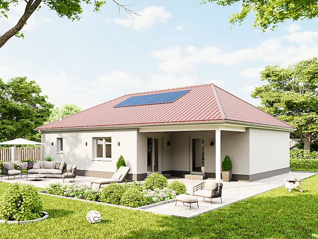 Massivhaus Der Unverbesserliche B960 von Heinz von Heiden Zentrale Schlüsselfertig ab 224680€, Bungalow Außenansicht 1