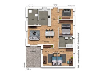 Massivhaus Der Unverbesserliche B960 von Heinz von Heiden Zentrale Schlüsselfertig ab 215348.7€, Bungalow Grundriss 1