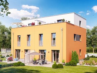 Massivhaus Doppelhaus F455 von Heinz von Heiden Zentrale Schlüsselfertig ab 349229.7€, Cubushaus Außenansicht 1