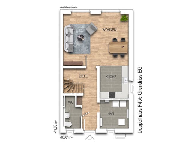 Massivhaus Doppelhaus F455 von Heinz von Heiden Schlüsselfertig ab 335081.4€, Cubushaus Grundriss 1