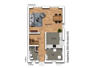 Massivhaus Doppelhaus Z554 von Heinz von Heiden Zentrale Schlüsselfertig ab 282583.2€, Stadtvilla Grundriss 1