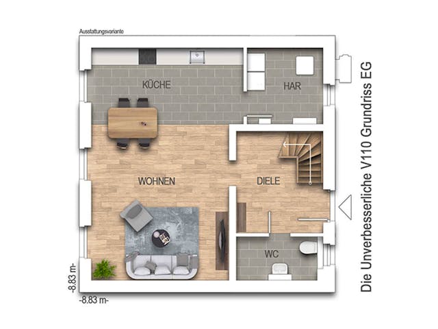 Massivhaus Die Unverbesserliche V110 von Heinz von Heiden Zentrale Schlüsselfertig ab 234203€, Stadtvilla Grundriss 1