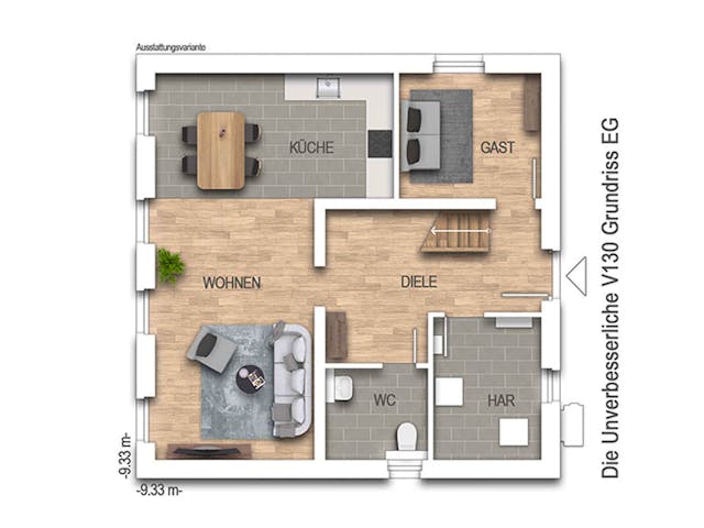 Massivhaus Die Unverbesserliche V130 von Heinz von Heiden Zentrale Schlüsselfertig ab 249356€, Stadtvilla Grundriss 1