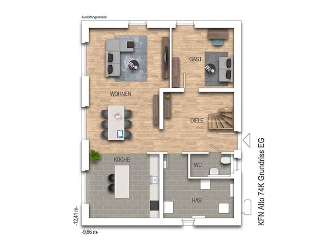 Massivhaus Alto 74K von Heinz von Heiden Zentrale Schlüsselfertig ab 388800€, Satteldach-Klassiker Grundriss 1