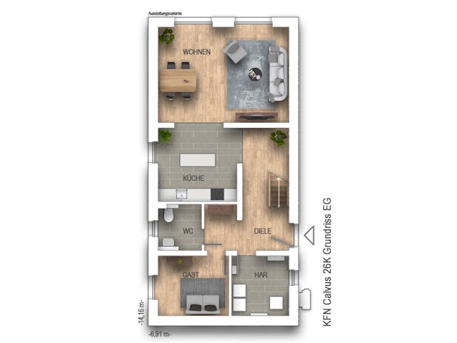 Massivhaus Calvus 26K von Heinz von Heiden Zentrale Schlüsselfertig ab 378000€, Satteldach-Klassiker Grundriss 1