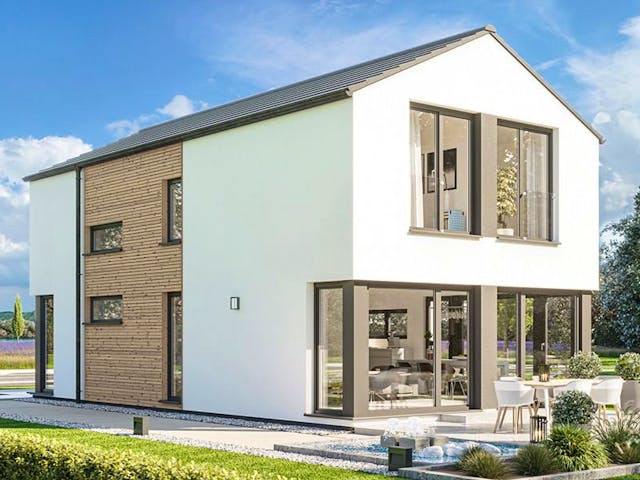 Fertighaus BALANCE 120 V2 von Bien-Zenker Schlüsselfertig ab 352673€, Satteldach-Klassiker Außenansicht 1 Fertighaus BALANCE 120 V2 von Bien-Zenker Schlüsselfertig ab 352673€, Satteldach-Klassiker Außenansicht 1