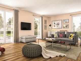 Massivhaus Bungalow 131 von Schmid-Haus Bausatzhaus ab 314800€, Bungalow Innenansicht 1