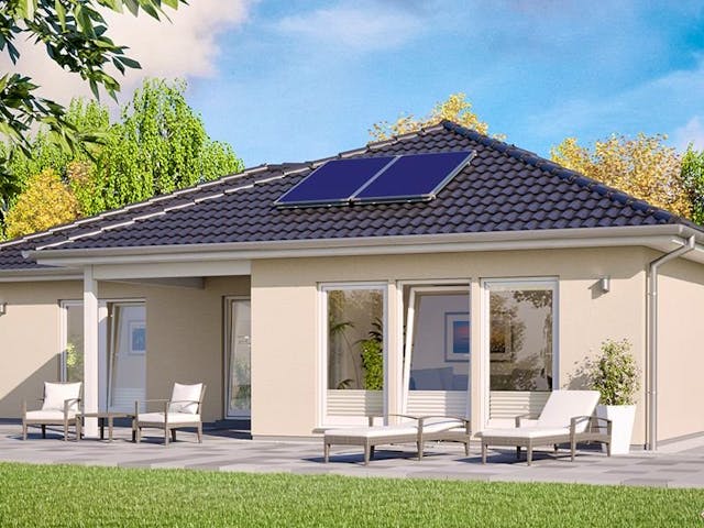 Fertighaus Bungalow SH 136 WB VAR. A1 von ScanHaus Marlow, Bungalow Außenansicht 1 Fertighaus Bungalow SH 136 WB VAR. A1 von ScanHaus Marlow, Bungalow Außenansicht 1