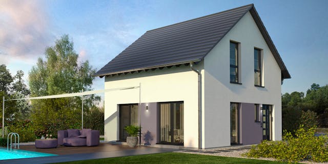 Minihaus schlüsselfertig als klassisches Satteldachhaus mit 1,5 Etagen von OKAL Haus