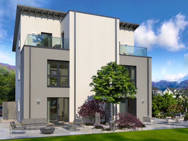 Fertighaus Doppelhaus 08 von OKAL Haus Schlüsselfertig ab 431900€,  Außenansicht 1