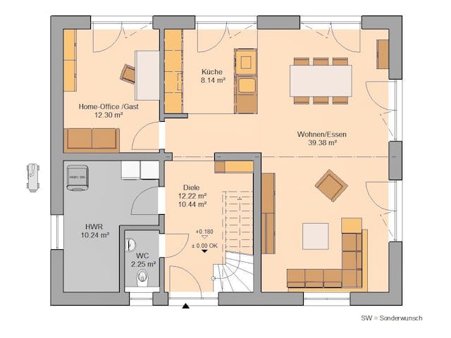 Massivhaus Familienhaus Anto von Kern-Haus Ausbauhaus ab 380900€,  Innenansicht 2