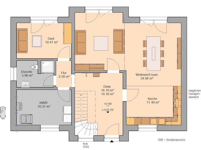 Massivhaus Familienhaus Aura von Kern-Haus Ausbauhaus ab 437900€,  Innenansicht 3