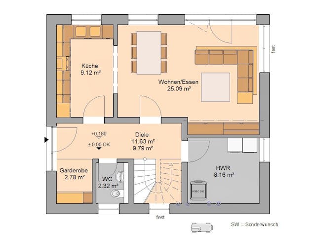 Massivhaus Familienhaus Loop Classic von Kern-Haus Ausbauhaus ab 337900€,  Innenansicht 2