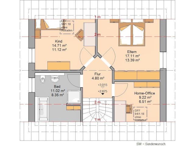 Massivhaus Familienhaus Loop Classic von Kern-Haus Ausbauhaus ab 337900€,  Innenansicht 3