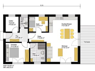 Fertighaus Jubiläumshaus Bungalow mit Satteldach von Holz & Dach Living Ausbauhaus ab 270000€, Bungalow Innenansicht 9