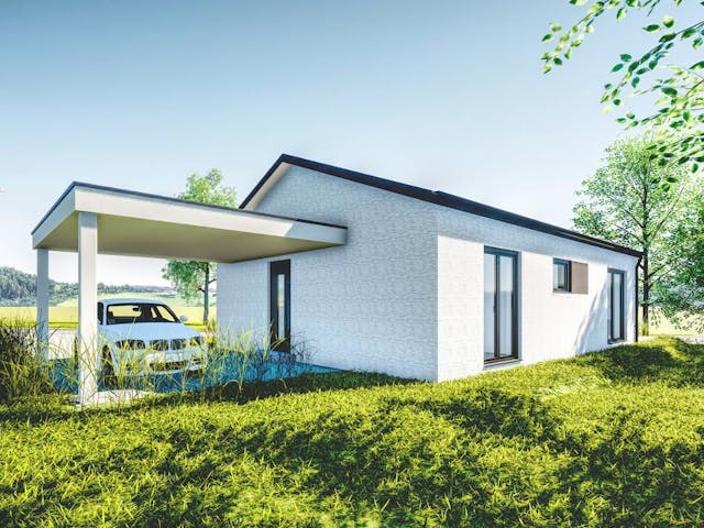 Fertighaus Jubiläumshaus Bungalow mit Satteldach von Holz & Dach Leyherr Ausbauhaus ab 270000€, Bungalow Innenansicht 7