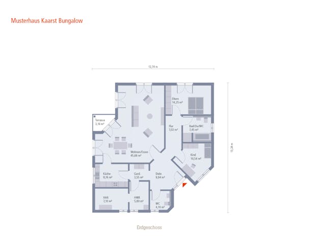 Fertighaus Musterhaus Kaarst Bungalow von OKAL Haus Schlüsselfertig ab 396900€,  Innenansicht 6