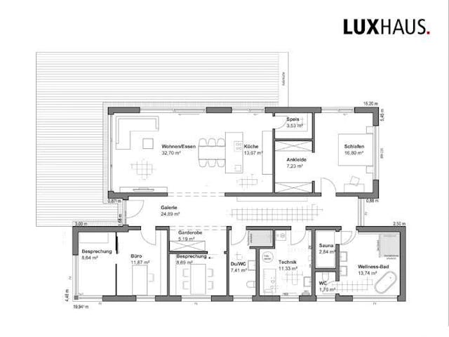 Fertighaus Musterhaus Stuttgart von LUXHAUS, Bungalow Innenansicht 9