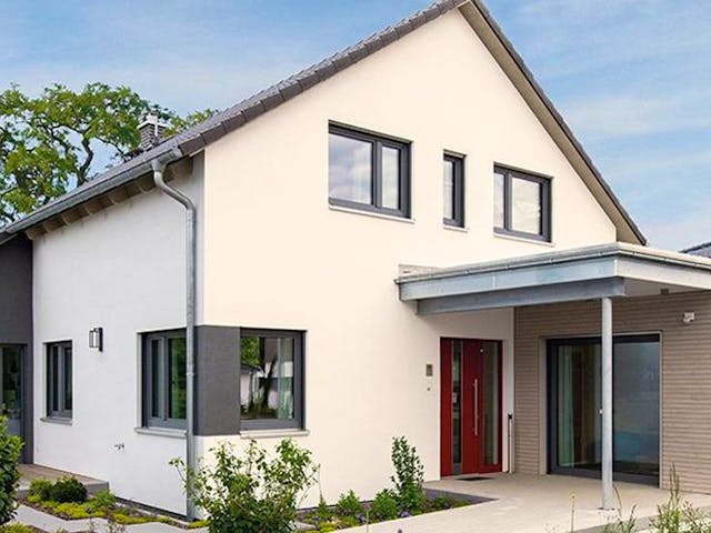 Fertighaus Variant 35-163 von Hanse Haus, Satteldach-Klassiker Außenansicht 1 Fertighaus Variant 35-163 von Hanse Haus, Satteldach-Klassiker Außenansicht 1