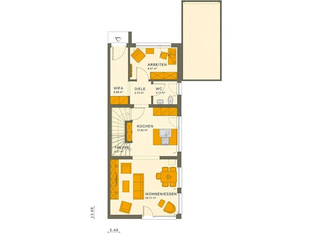 Fertighaus SOLUTION 117 L V2 von Living Fertighaus Ausbauhaus ab 310991€,  Innenansicht 3