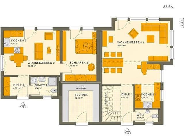 Fertighaus SOLUTION 183 V3 von Living Fertighaus Ausbauhaus ab 478310€,  Innenansicht 3