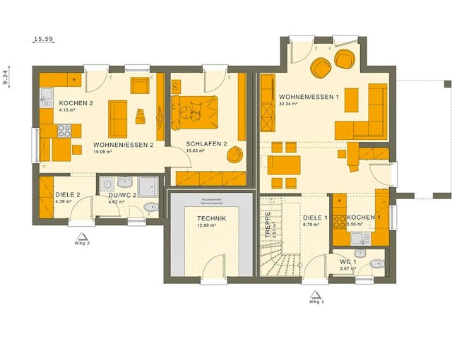 Fertighaus SOLUTION 183 V4 von Living Fertighaus Ausbauhaus ab 476197€,  Innenansicht 3