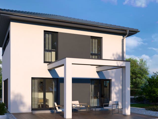 Fertighaus Stadtvilla 14 Walmdach von OKAL Haus Schlüsselfertig ab 404900€, Stadtvilla Außenansicht 1 Fertighaus Stadtvilla 14 Walmdach von OKAL Haus Schlüsselfertig ab 404900€, Stadtvilla Außenansicht 1