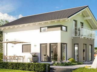 Fertighaus SUNSHINE 136 V4 von Living Fertighaus Schlüsselfertig ab 316704€, Satteldach-Klassiker Außenansicht 1