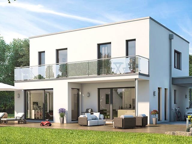 Fertighaus SUNSHINE 143 V7 von Living Fertighaus Schlüsselfertig ab 354271€, Cubushaus Außenansicht 1