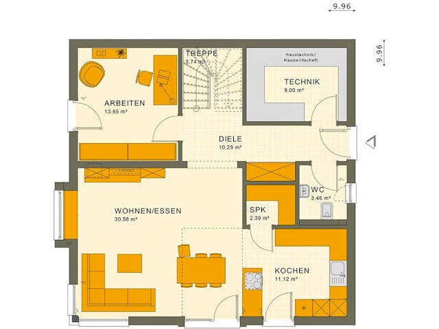 Fertighaus SUNSHINE 167 V4 von Living Fertighaus Ausbauhaus ab 364651€,  Innenansicht 5