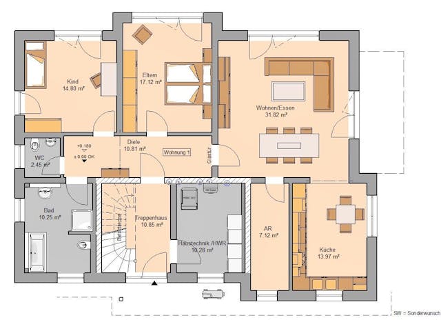 Massivhaus Zweifamilienhaus Extend von Kern-Haus Ausbauhaus ab 647900€,  Innenansicht 4