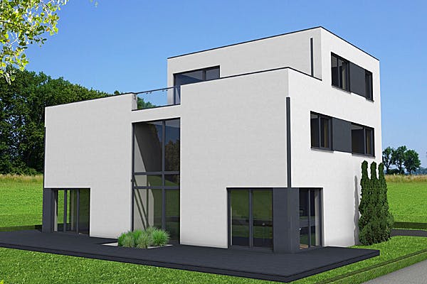 Dienstleister IM.Designhaus, eine Marke der IM.Projektbau Weißes Kubushaus von IM.Designhaus