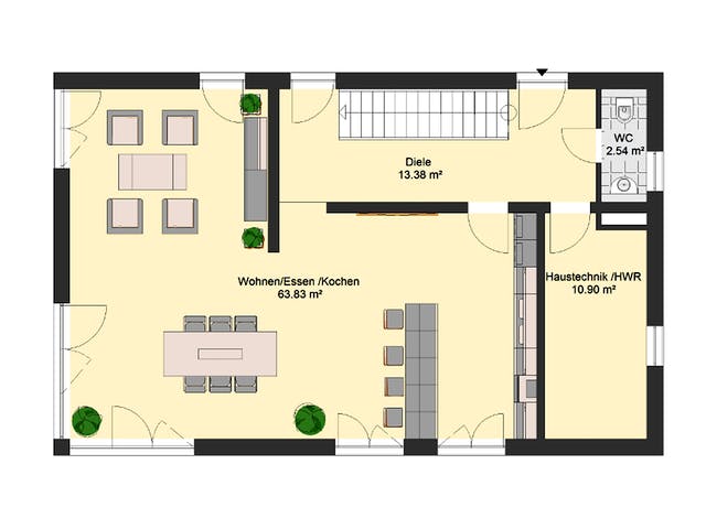 Massivhaus Bauhaus 115 von invivo haus Schlüsselfertig ab 538468€, Cubushaus Grundriss 1