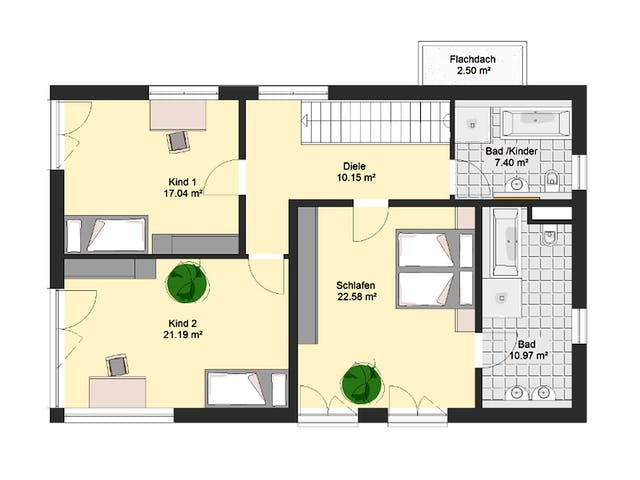 Massivhaus Bauhaus 115 von invivo haus Schlüsselfertig ab 538468€, Cubushaus Grundriss 2