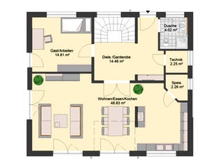 Massivhaus EFH Klassik 110 von invivo haus Schlüsselfertig ab 466226€, Satteldach-Klassiker Grundriss 1