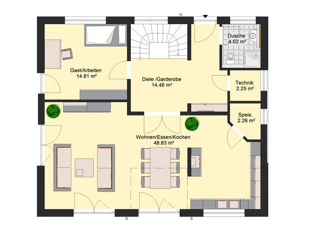 Massivhaus Klassik 110 von invivo haus Schlüsselfertig ab 460457€, Satteldach-Klassiker Grundriss 1