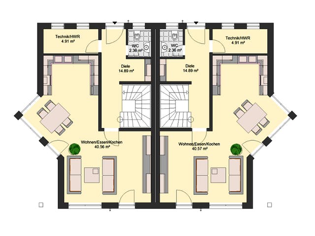 Massivhaus Klassik 75 von invivo haus Schlüsselfertig ab 399090€, Satteldach-Klassiker Grundriss 1