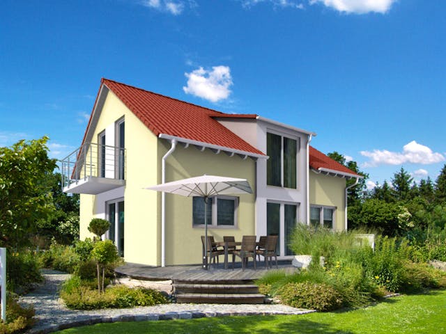 Massivhaus Klassik 80-2 von invivo haus Schlüsselfertig ab 383993€, Satteldach-Klassiker Außenansicht 1 Massivhaus Klassik 80-2 von invivo haus Schlüsselfertig ab 383993€, Satteldach-Klassiker Außenansicht 1